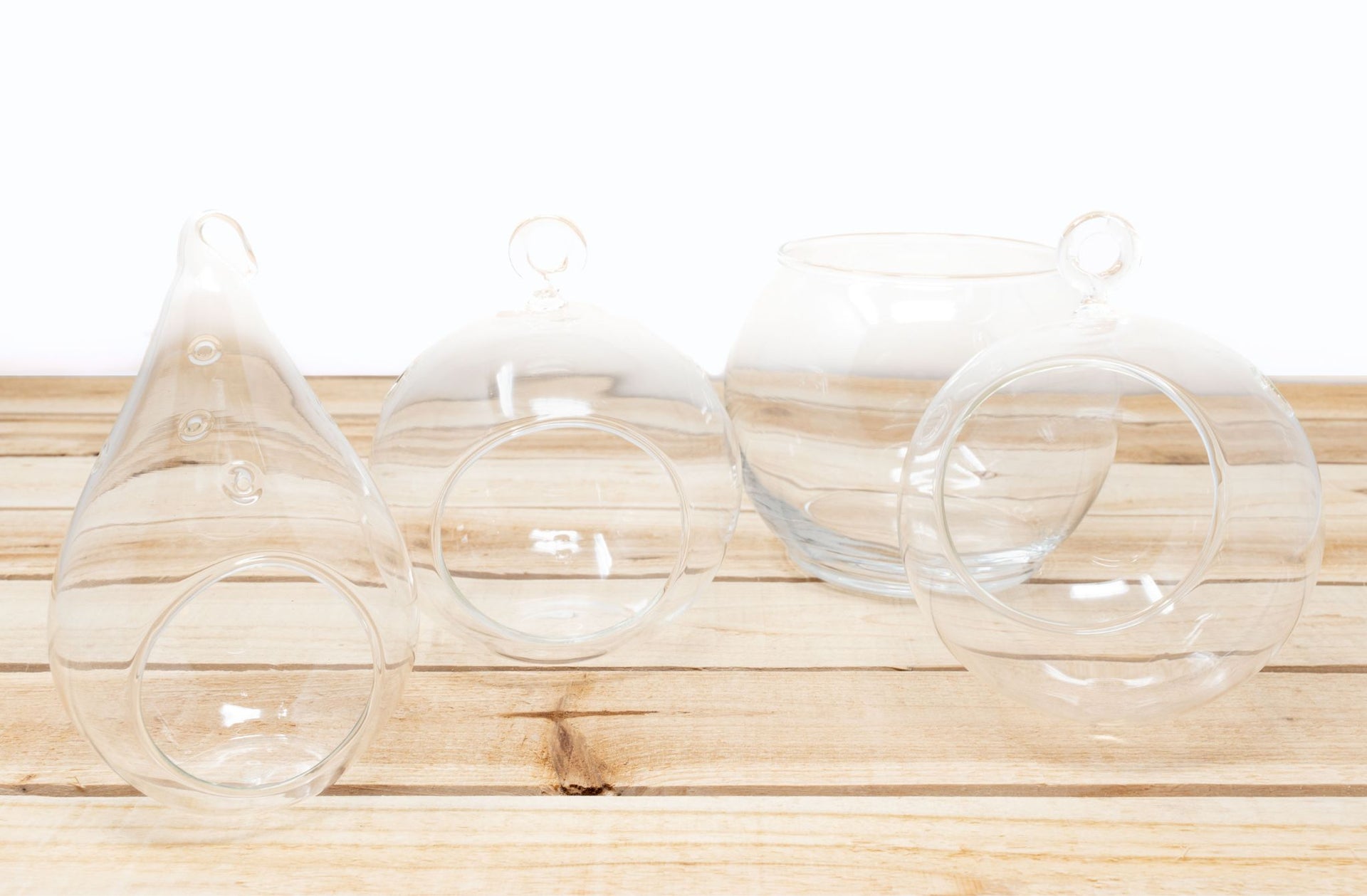 Collection of 4 Hand Blown Glass Terrariums